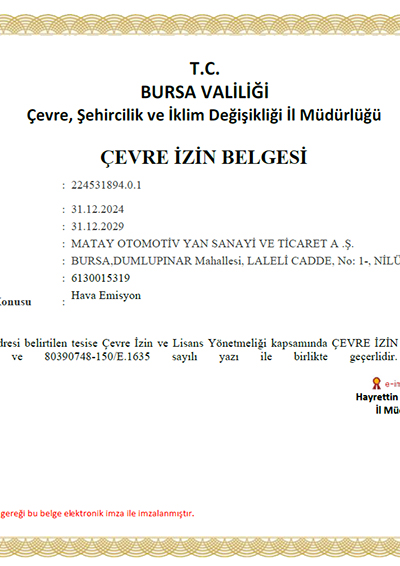 Çevre İzin Belgesi
